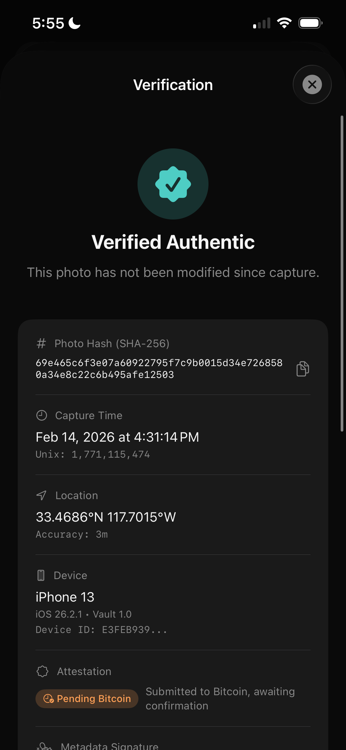 Witness verification